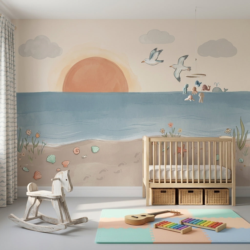 Coastal Wallpaper Ocean Sunrise Removable Wall Decor