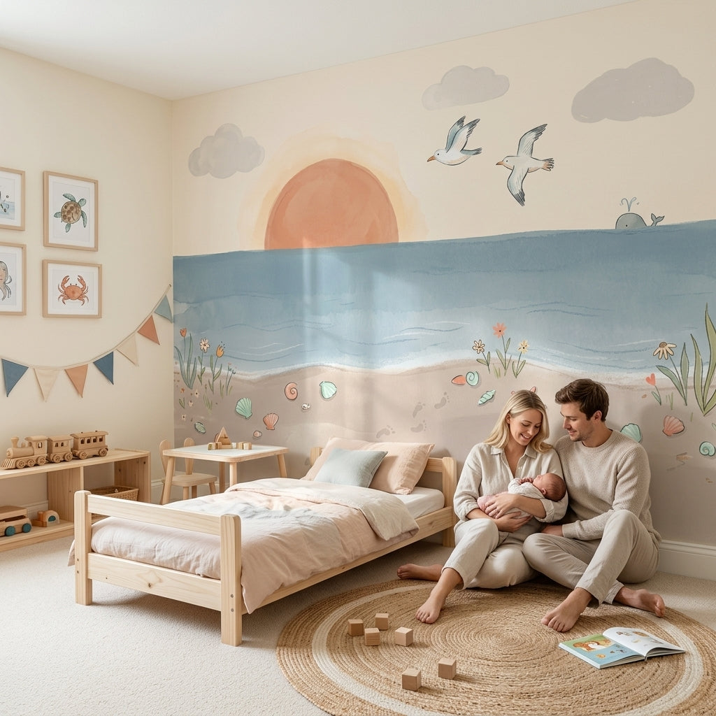 Coastal Wallpaper Ocean Sunrise Removable Wall Decor