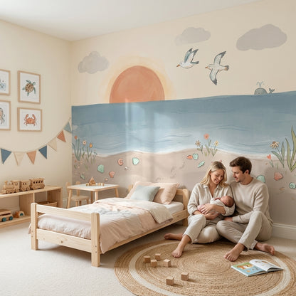 Coastal Wallpaper Ocean Sunrise Removable Wall Decor