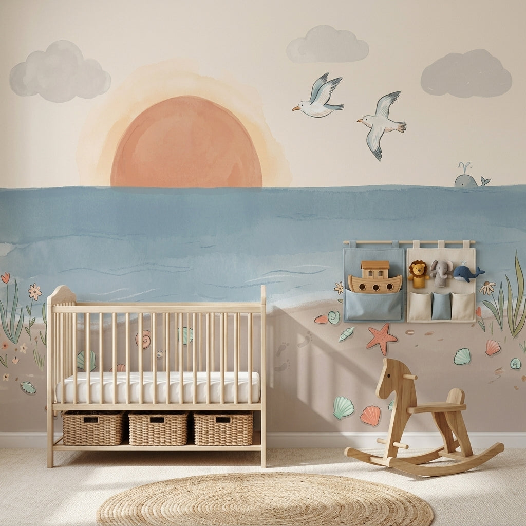 Coastal Wallpaper Ocean Sunrise Removable Wall Decor