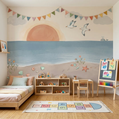 Coastal Wallpaper Ocean Sunrise Removable Wall Decor