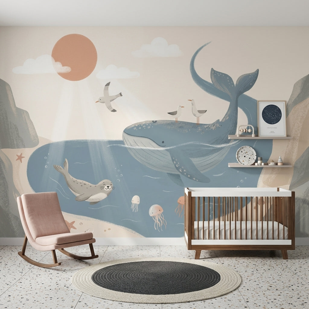 Whale Wallpaper Ocean Seal Wall Mural