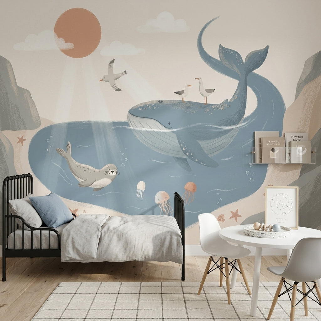 Whale Wallpaper Ocean Seal Wall Mural