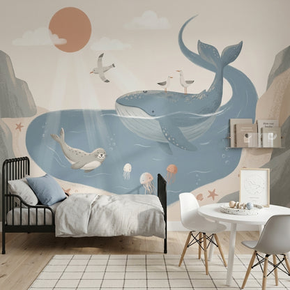 Whale Wallpaper Ocean Seal Wall Mural