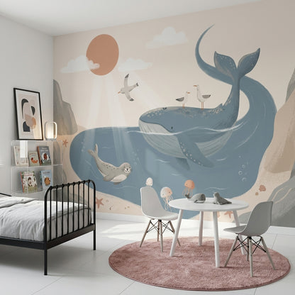 Whale Wallpaper Ocean Seal Wall Mural