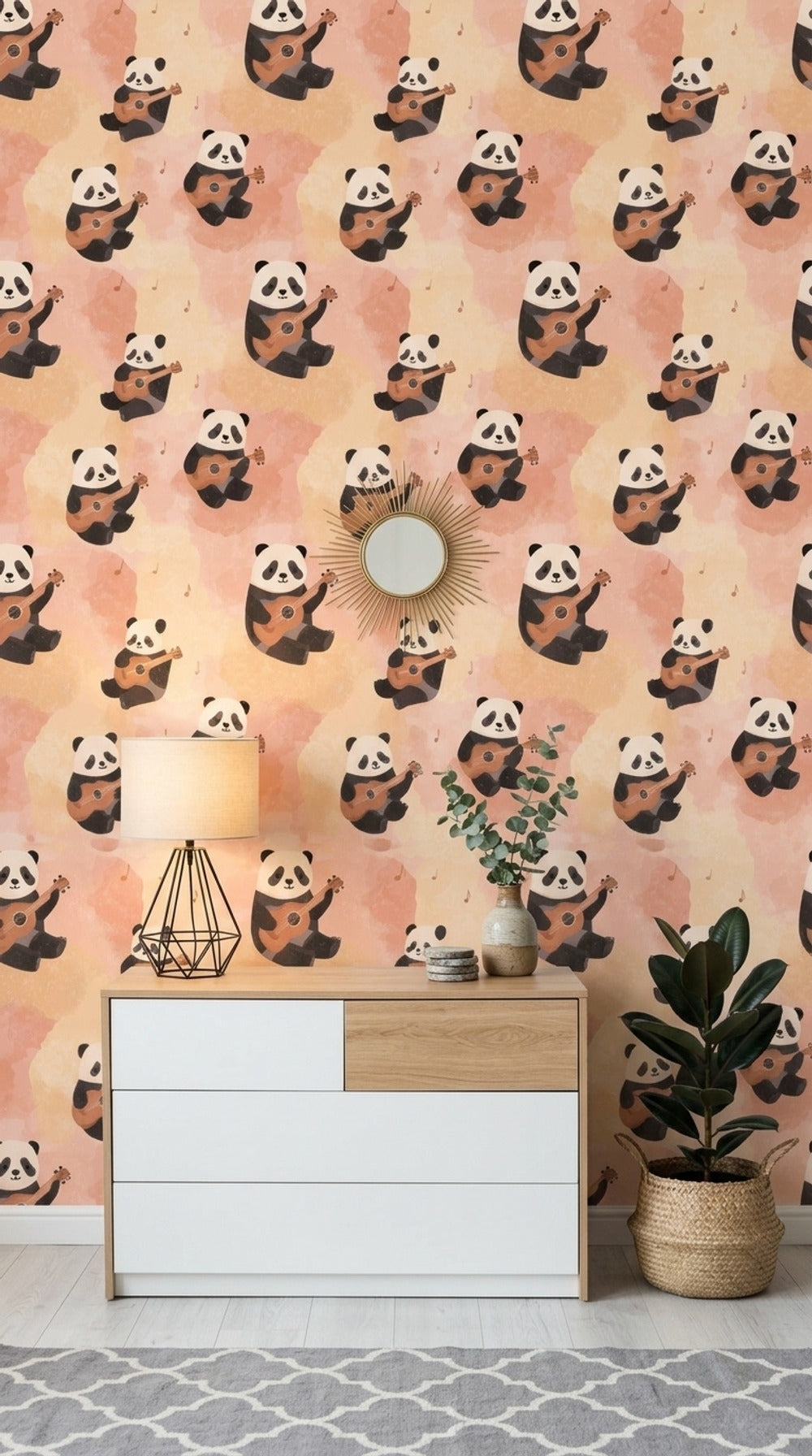 Panda Wallpaper Guitar Ukulele Removable Wall Decor