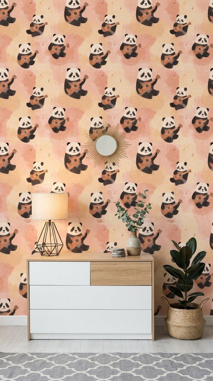 Panda Wallpaper Guitar Ukulele Removable Wall Decor
