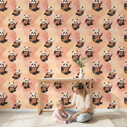 Panda Wallpaper Guitar Ukulele Removable Wall Decor