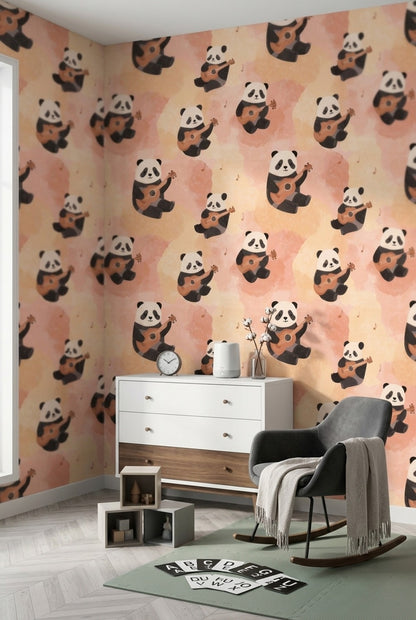 Panda Wallpaper Guitar Ukulele Removable Wall Decor