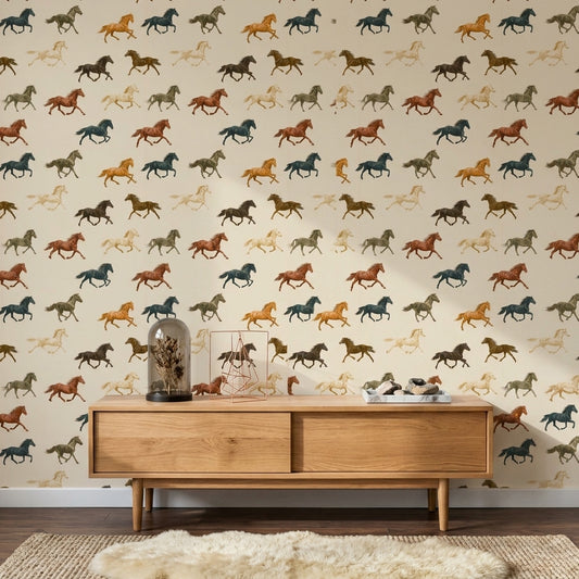 Horses Wallpaper Equestrian Galloping Decorative Mural