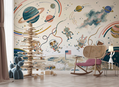 White Background Wallpaper American Flag Space Wall Mural