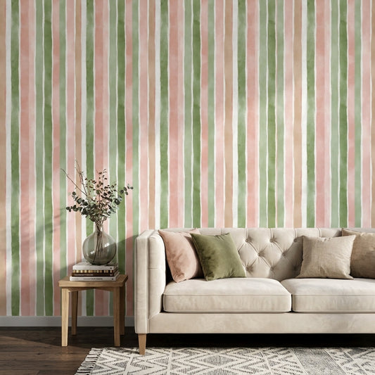 Watercolor Texture Wallpaper Abstract Stripes Minimalist Removable Wall Decor