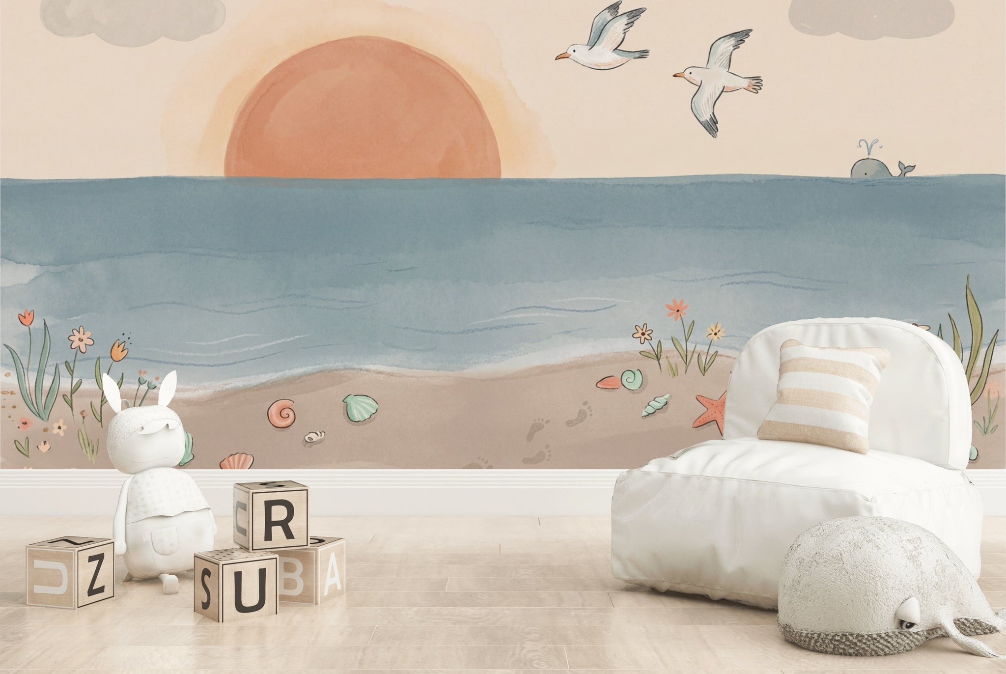 Coastal Wallpaper Ocean Sunrise Removable Wall Decor