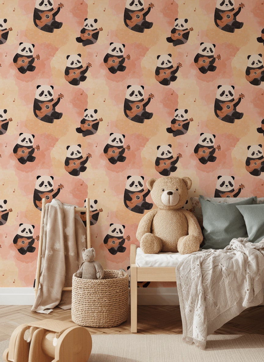 Panda Wallpaper Guitar Ukulele Removable Wall Decor