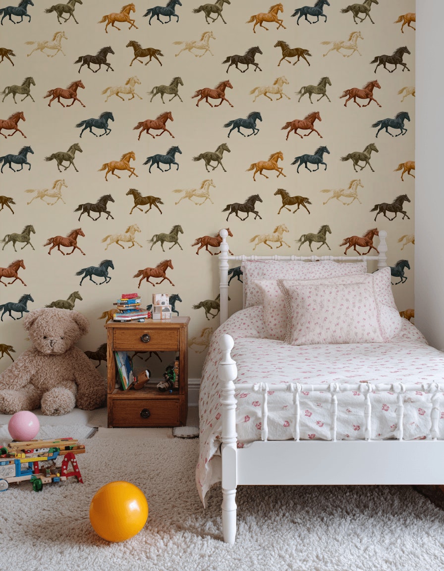 Horses Wallpaper Equestrian Galloping Decorative Mural