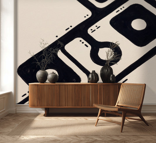Mid Century Modern Wallpaper Retro Minimalist Removable Wall Decor