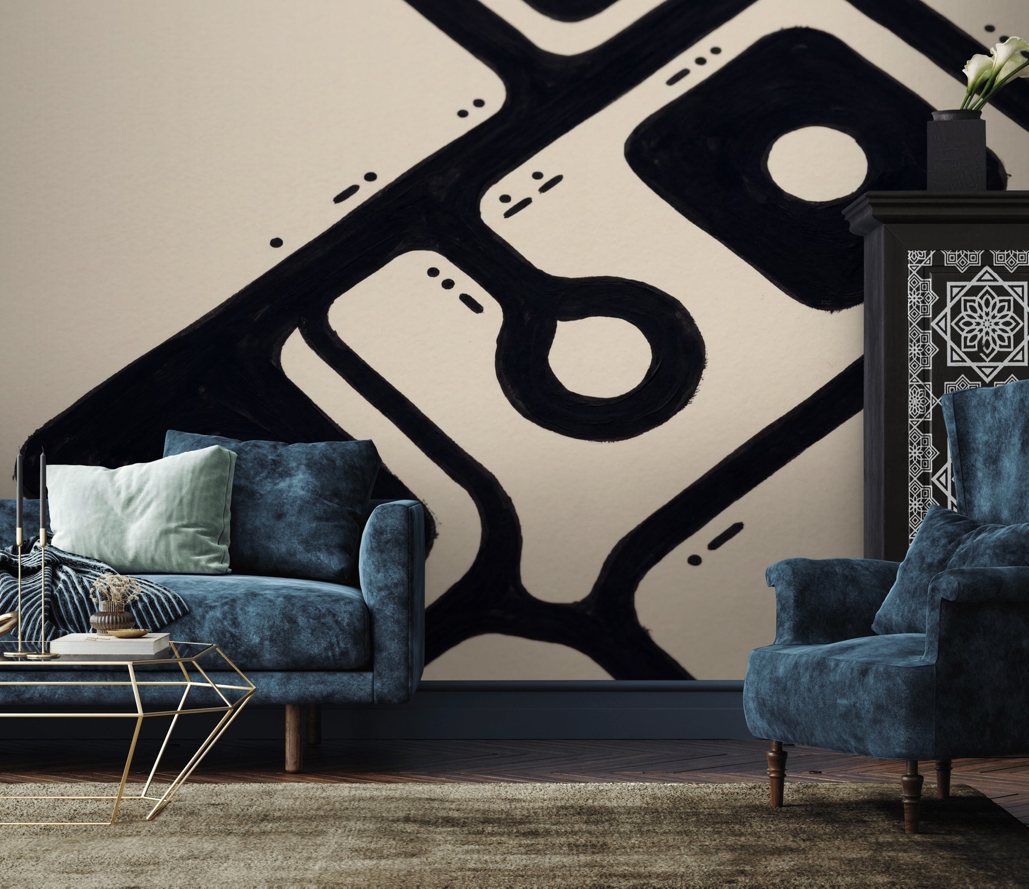 Mid Century Modern Wallpaper Retro Minimalist Removable Wall Decor