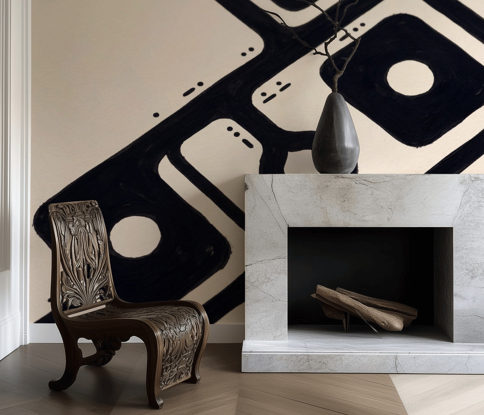 Mid Century Modern Wallpaper Retro Minimalist Removable Wall Decor