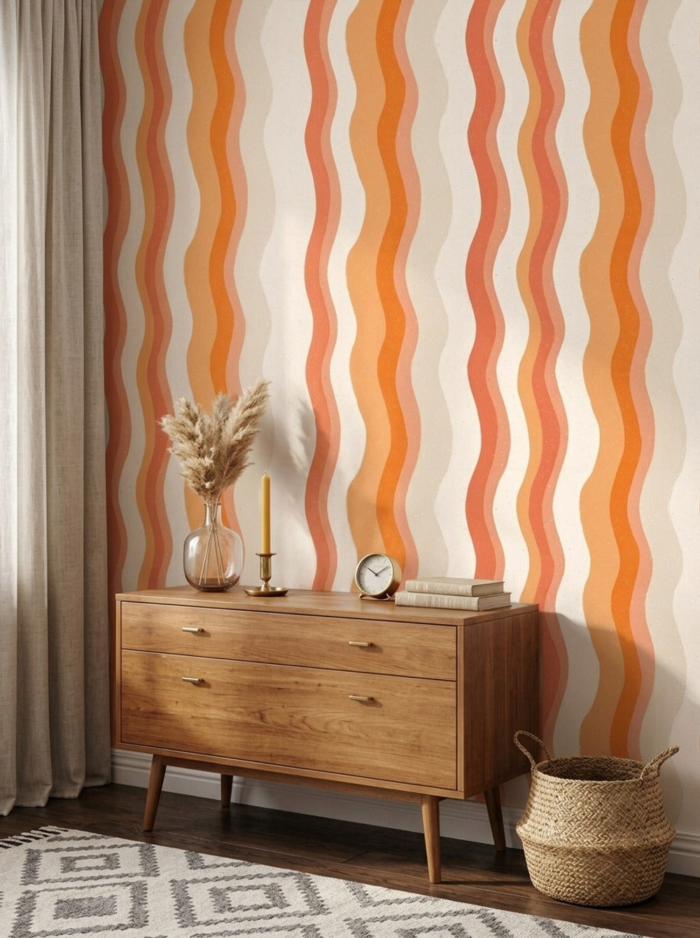 Mid Century Modern Wallpaper Abstract Pattern Removable Wall Decor