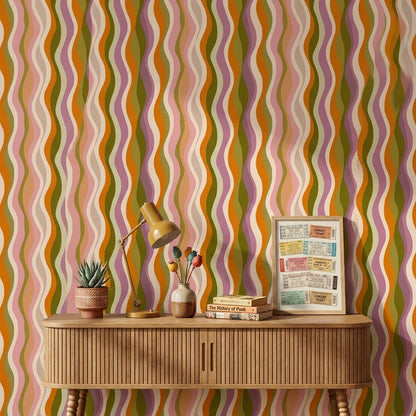 Mid Century Modern Wallpaper Retro Removable Abstract Wall Decor