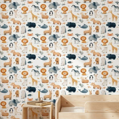 White Background Wallpaper Nursery Kids Removable Wall Decor