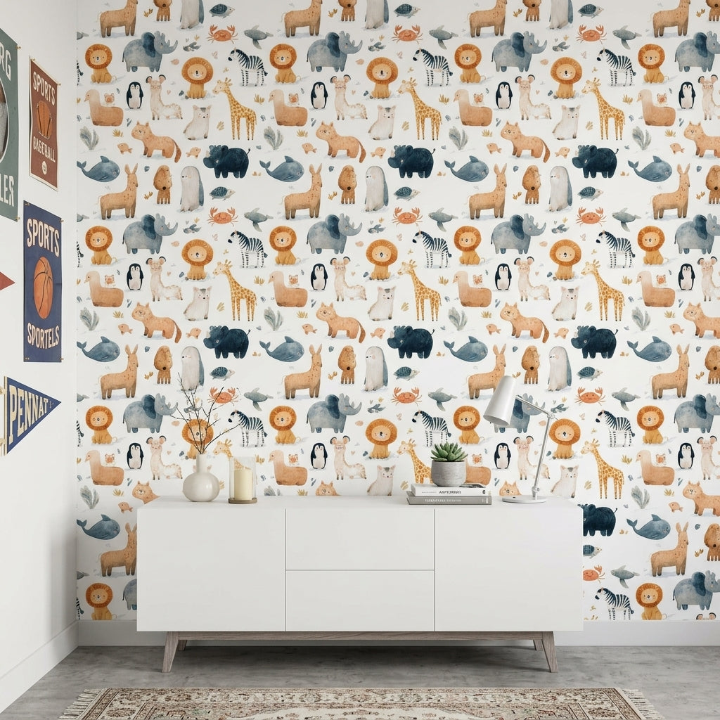 White Background Wallpaper Nursery Kids Removable Wall Decor