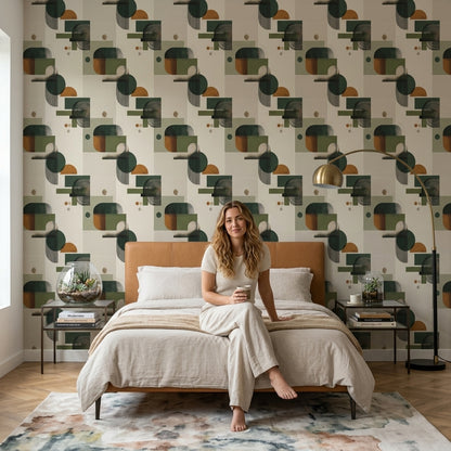 Mid Century Modern Wallpaper Retro Removable Geometric Wall Decor