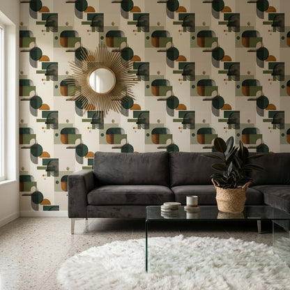 Mid Century Modern Wallpaper Retro Removable Geometric Wall Decor