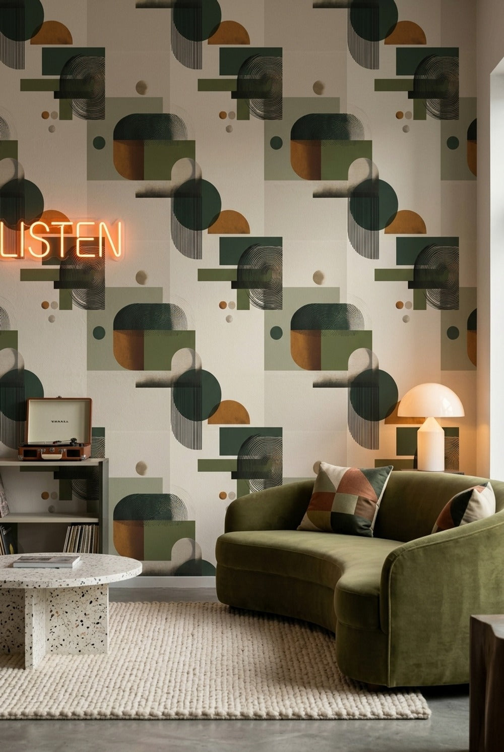 Mid Century Modern Wallpaper Retro Removable Geometric Wall Decor