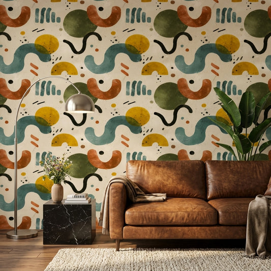 Mid Century Modern Wallpaper Retro Modern Removable Wall Decor