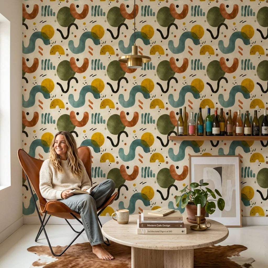 Mid Century Modern Wallpaper Retro Modern Removable Wall Decor