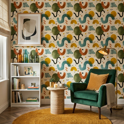 Mid Century Modern Wallpaper Retro Modern Removable Wall Decor