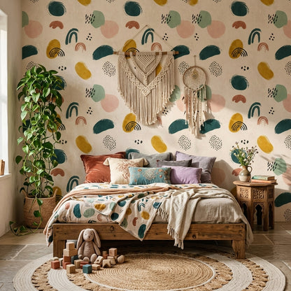 Abstract Wallpaper Geometric Shapes Hand Painted Decorative Mural