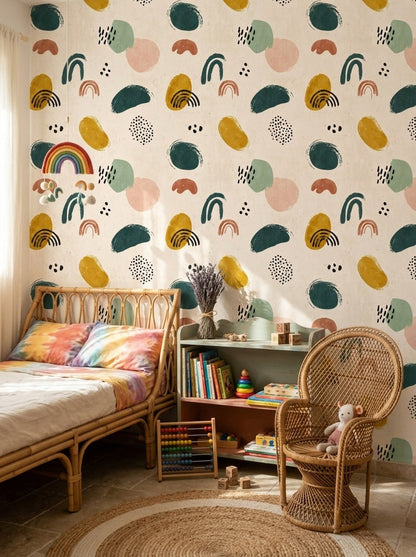 Abstract Wallpaper Geometric Shapes Hand Painted Decorative Mural
