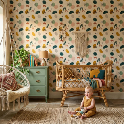 Abstract Wallpaper Geometric Shapes Hand Painted Decorative Mural