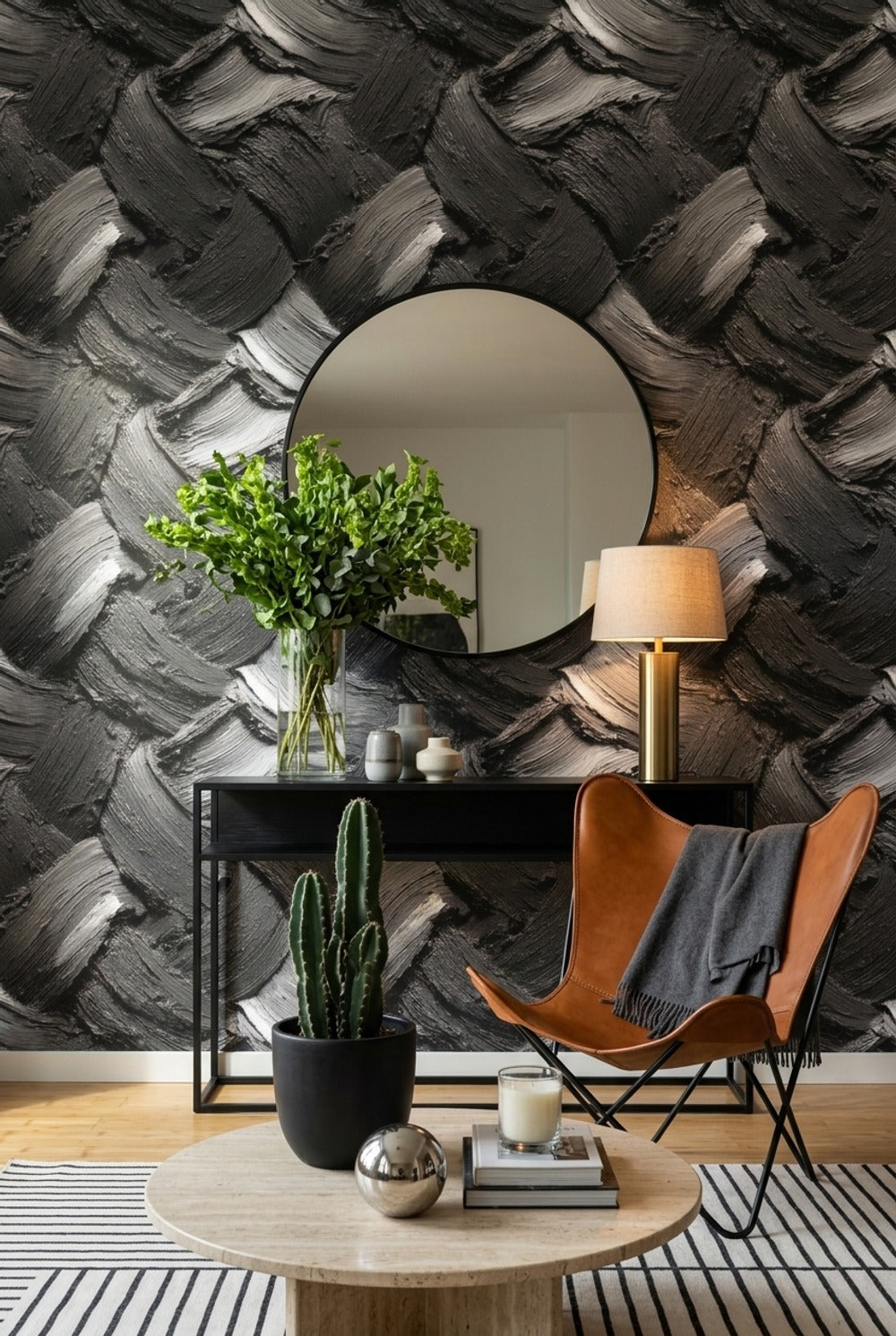 Textured Paint Wallpaper Impasto Removable Palette Knife Strokes Wall Decor