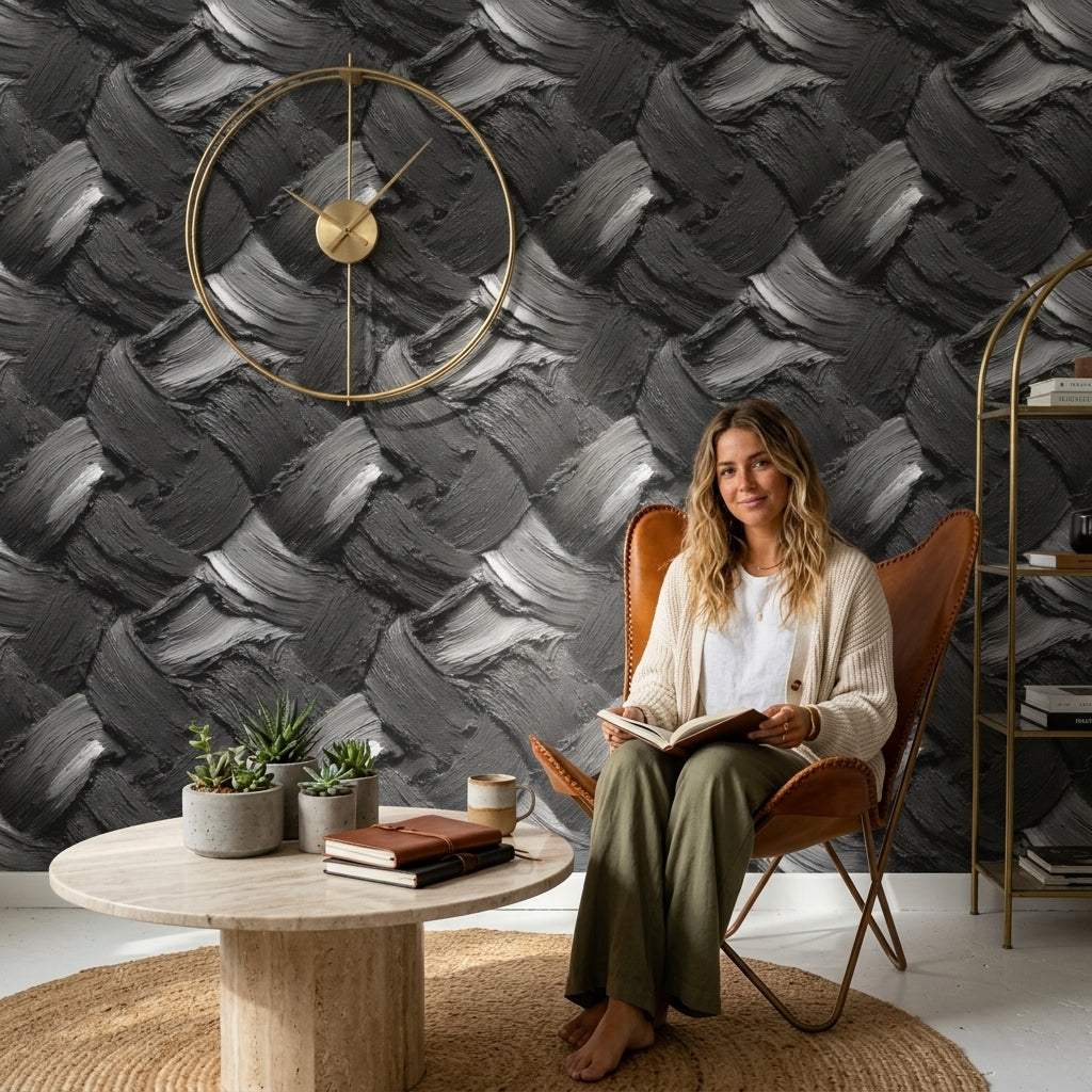 Textured Paint Wallpaper Impasto Removable Palette Knife Strokes Wall Decor