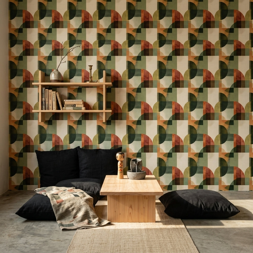 Mid Century Modern Wallpaper Geometric Removable Wall Decor