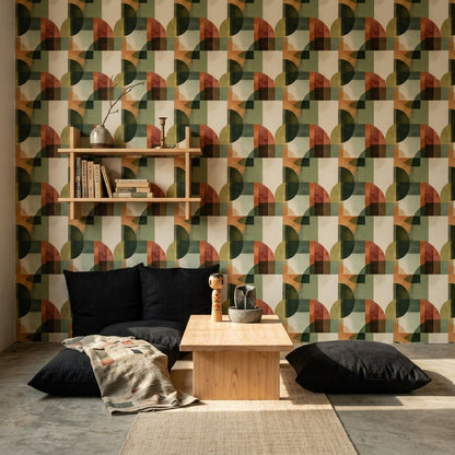 Mid Century Modern Wallpaper Geometric Removable Wall Decor