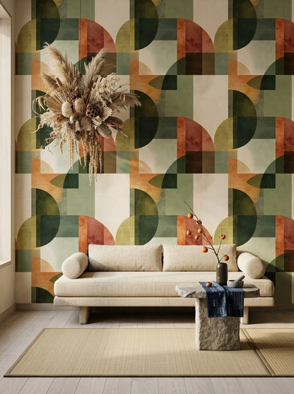 Mid Century Modern Wallpaper Geometric Removable Wall Decor