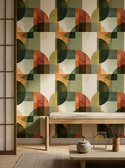 Mid Century Modern Wallpaper Geometric Removable Wall Decor