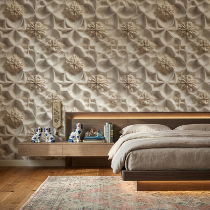 3D Relief Wallpaper Cream Plaster Texture Decorative Mural