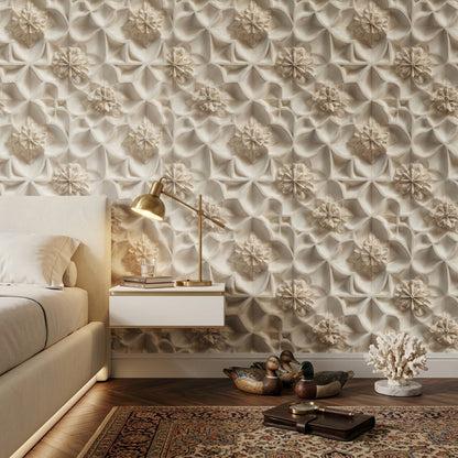 3D Relief Wallpaper Cream Plaster Texture Decorative Mural