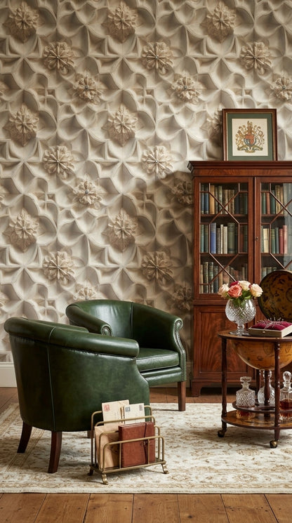 3D Relief Wallpaper Cream Plaster Texture Decorative Mural