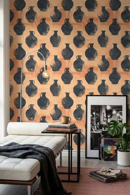 Ceramic Vases Wallpaper Pottery Removable Mediterranean Wall Decor