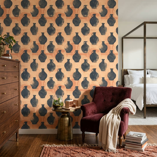 Ceramic Vases Wallpaper Pottery Removable Mediterranean Wall Double Roll