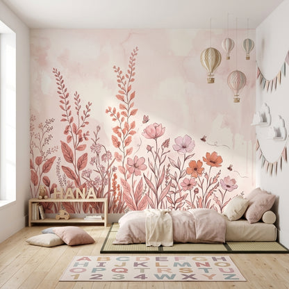 Watercolor Wallpaper Wildflowers Botanical Removable Wall Decor