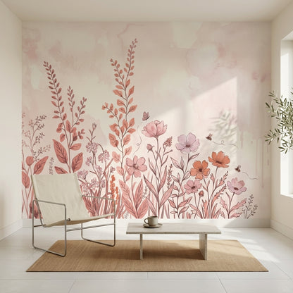 Watercolor Wallpaper Wildflowers Botanical Removable Wall Decor