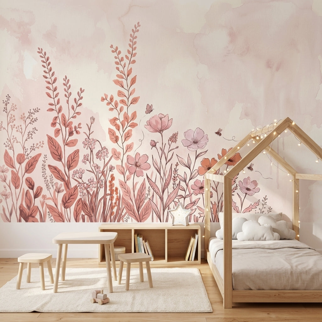 Watercolor Wallpaper Wildflowers Botanical Removable Wall Decor