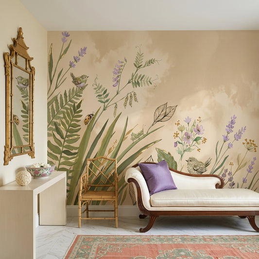Watercolor Texture Wallpaper Botanical Removable Floral Wall Decor
